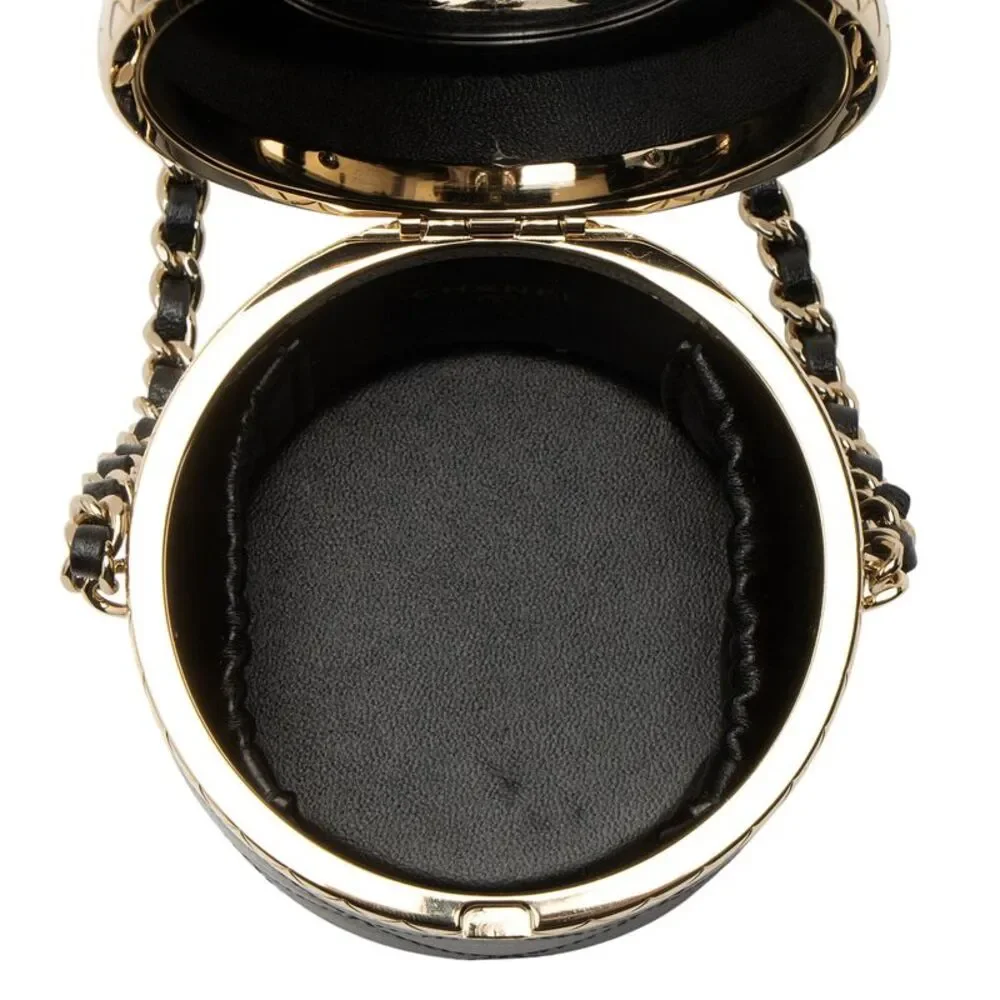 Chanel Lambskin Lock Frame Round Mini Vanity Case with Chain - Picture 7 of 10